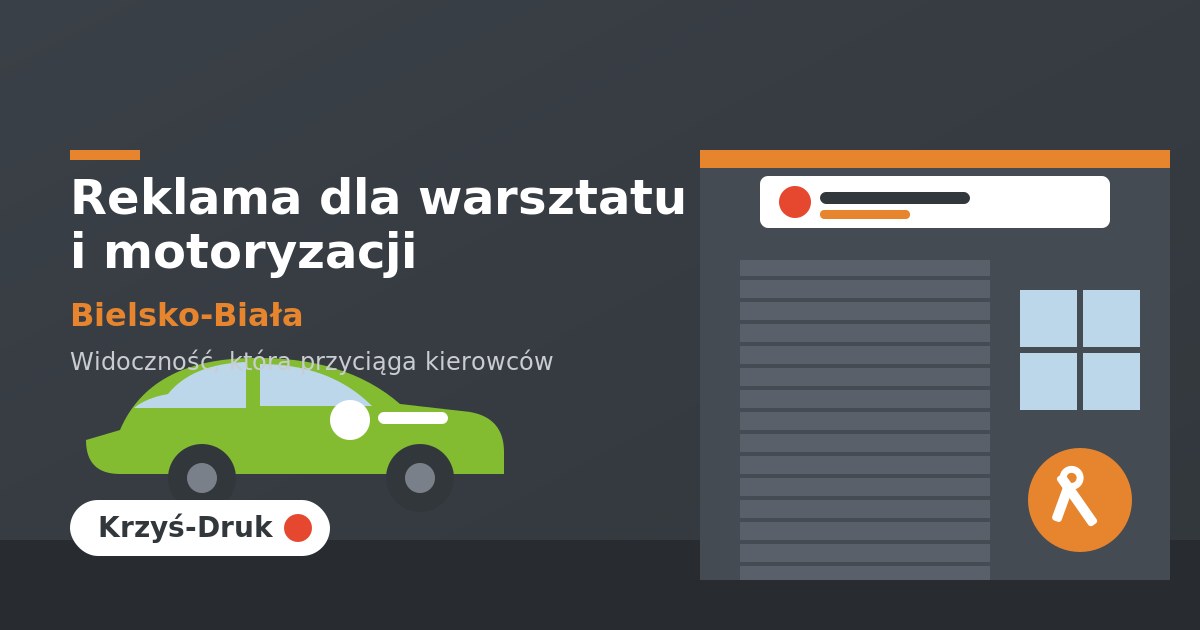 Reklama dla warsztatu i firmy motoryzacyjnej Bielsko-Biała — Krzyś-Druk