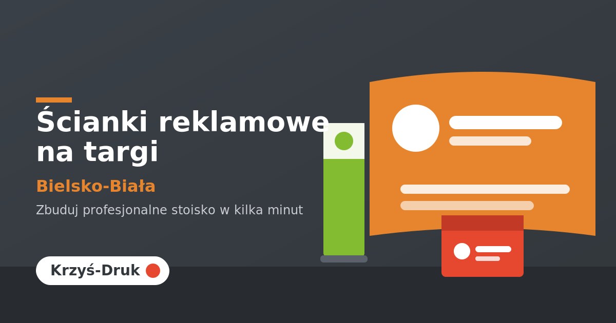 Ścianki reklamowe na targi Bielsko-Biała — stoisko pop-up, roll-up, lada — Krzyś-Druk